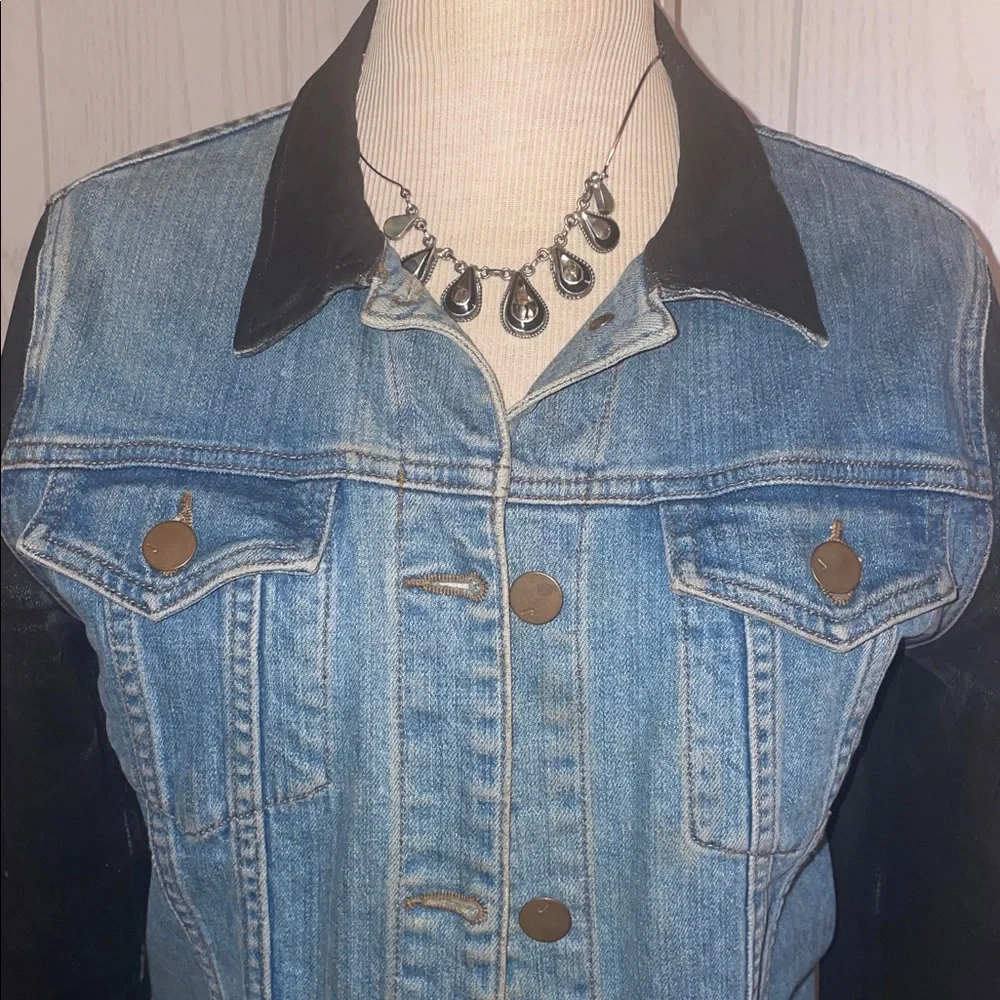 J BRAND PREMIUM DENIM JEAN JACKET BOWIE WAXED SLEEEVES SIZE Sm - Picture 2 of 8